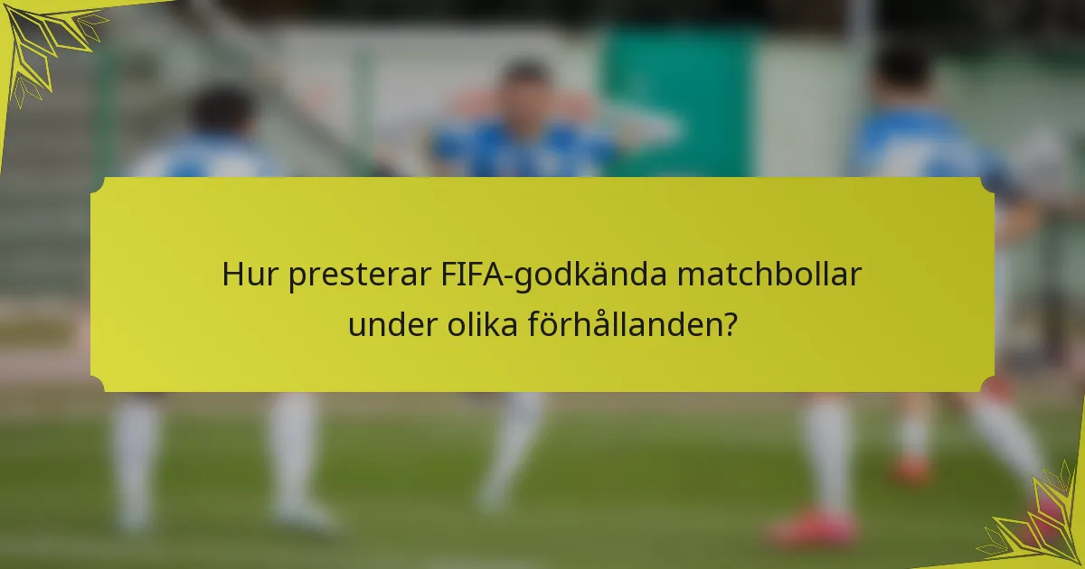 Hur presterar FIFA-godkända matchbollar under olika förhållanden?