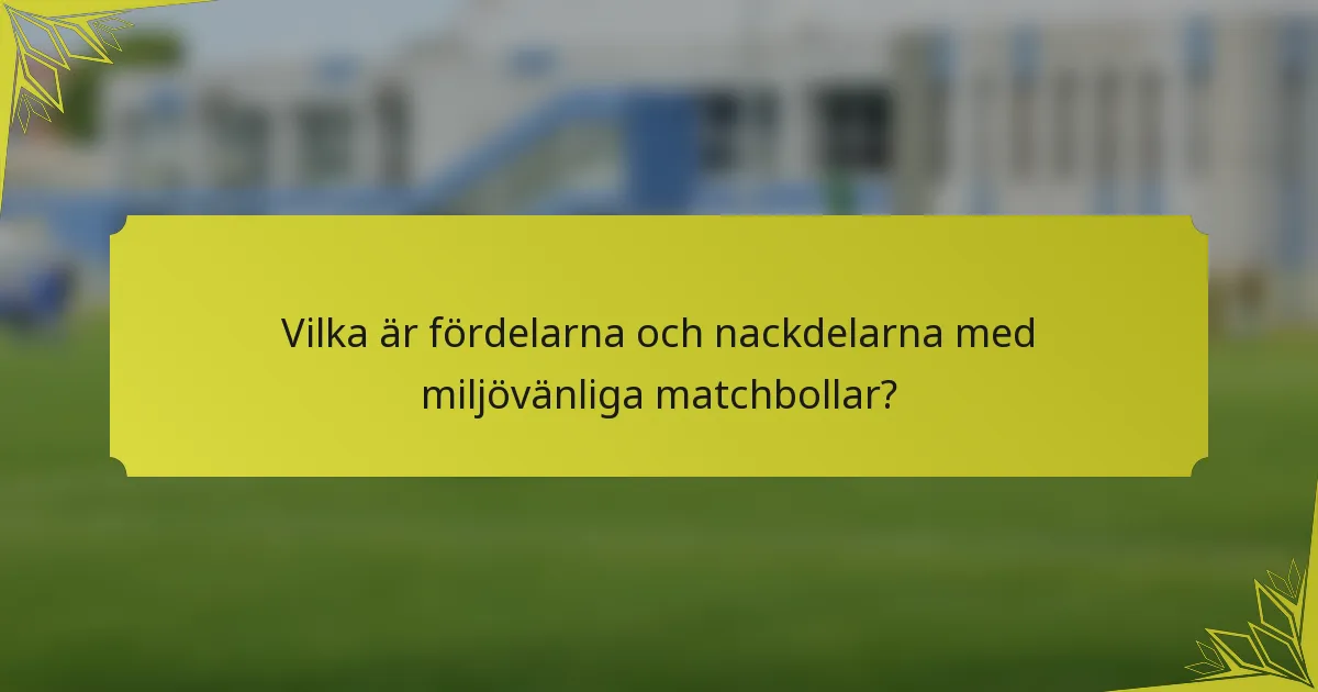 Vilka är fördelarna och nackdelarna med miljövänliga matchbollar?