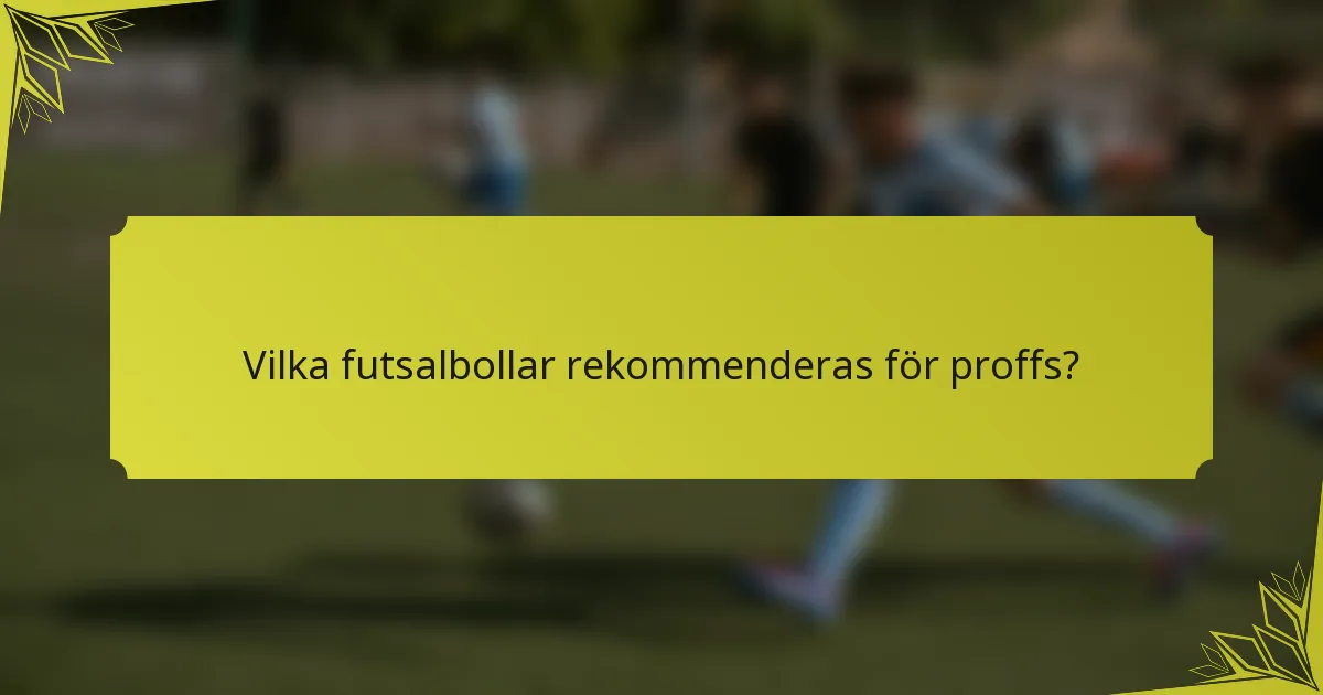 Vilka futsalbollar rekommenderas för proffs?