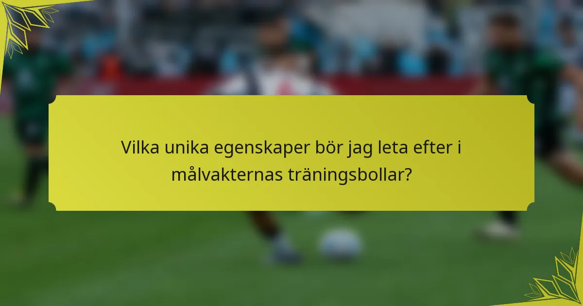 Vilka unika egenskaper bör jag leta efter i målvakternas träningsbollar?